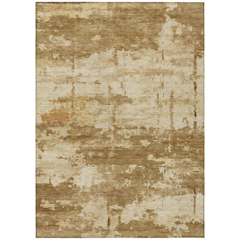 8' X 10' Brown And Beige Abstract Washable Indoor Outdoor Area Rug
