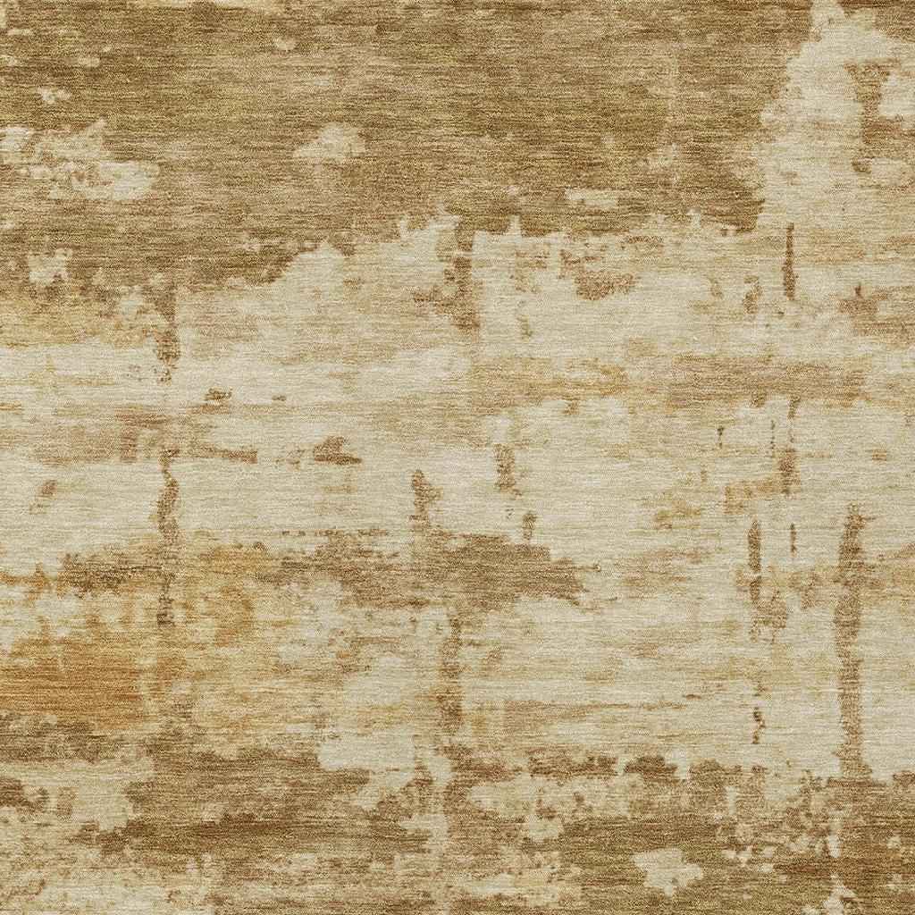 8' X 10' Brown And Beige Abstract Washable Indoor Outdoor Area Rug