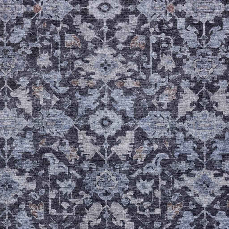 8' X 10' Navy Blue And Plum Floral Washable Indoor Outdoor Area Rug