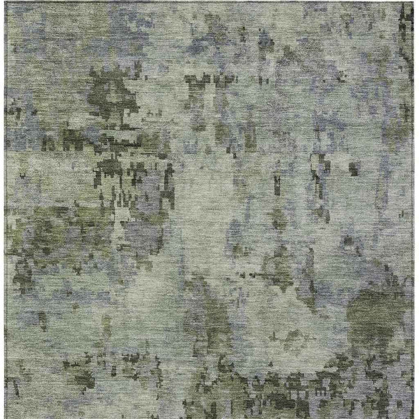 8' X 10' Green And Gray Abstract Washable Indoor Outdoor Area Rug