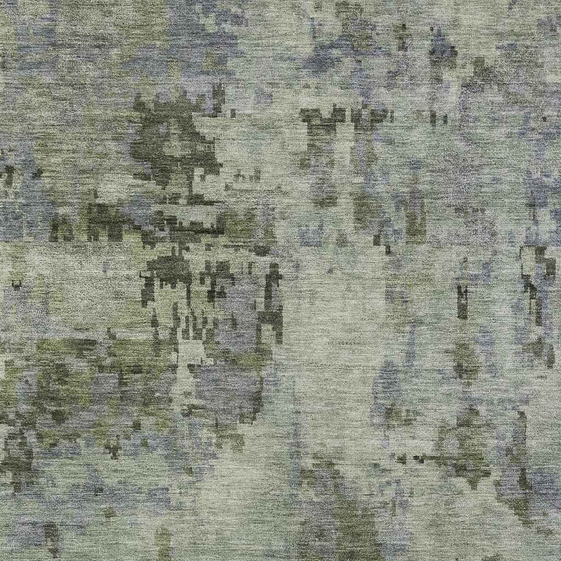 8' X 10' Green And Gray Abstract Washable Indoor Outdoor Area Rug