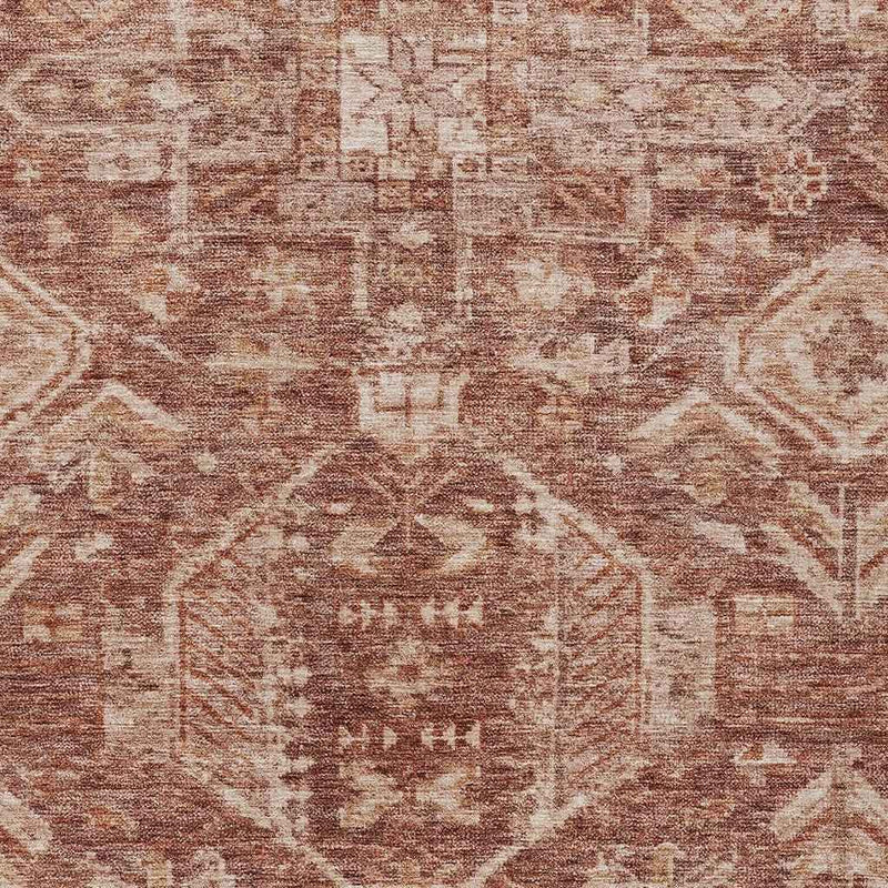 5' X 8' Rust And Beige Medallion Washable Indoor Outdoor Area Rug