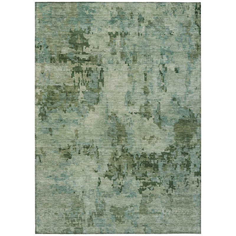 8' X 10' Sage And Teal Blue Abstract Washable Indoor Outdoor Area Rug