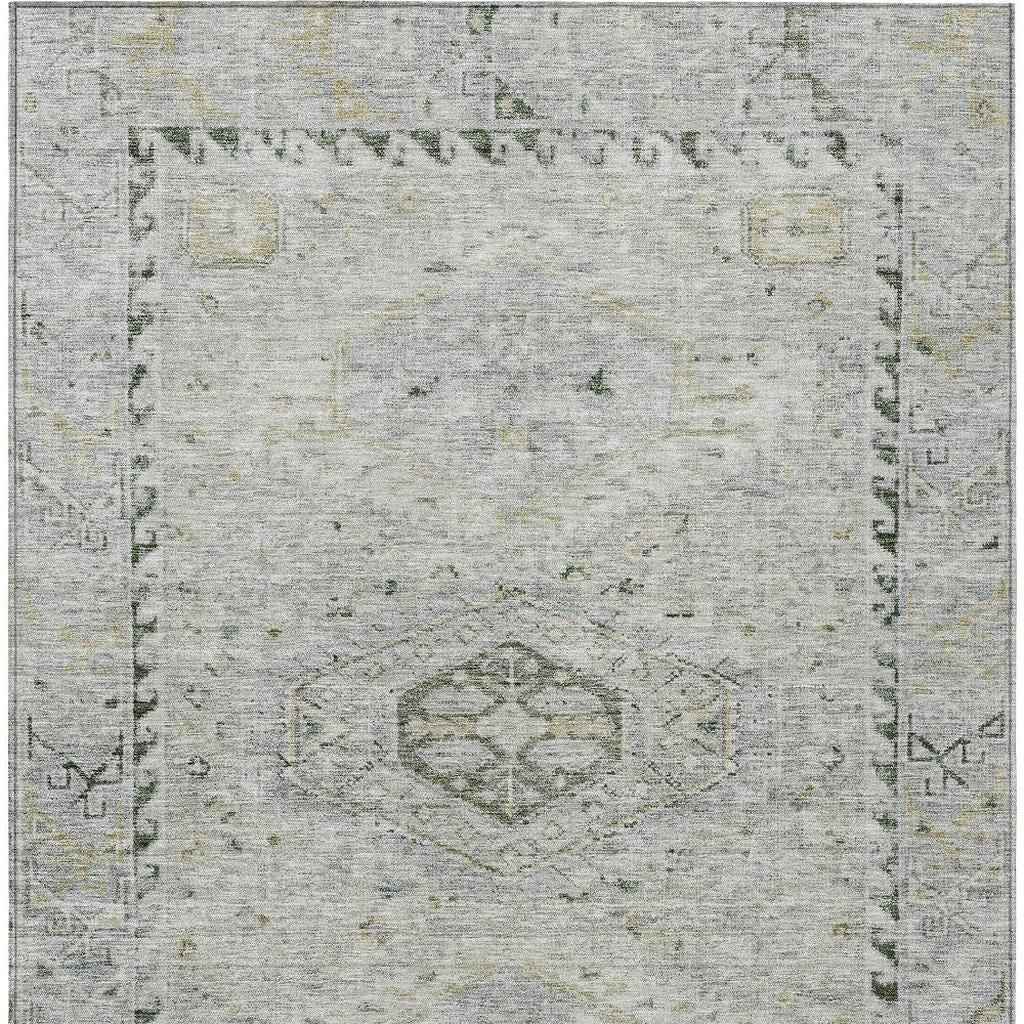 3' X 5' Taupe And Beige Medallion Washable Indoor Outdoor Area Rug