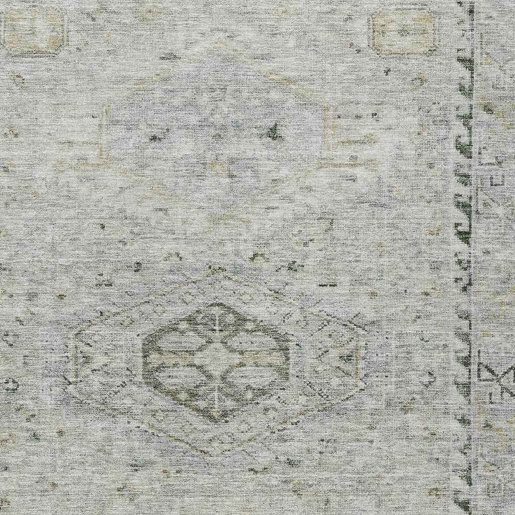 3' X 5' Taupe And Beige Medallion Washable Indoor Outdoor Area Rug