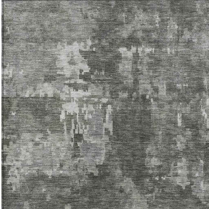 8' X 10' Pewter And Ivory Abstract Washable Indoor Outdoor Area Rug