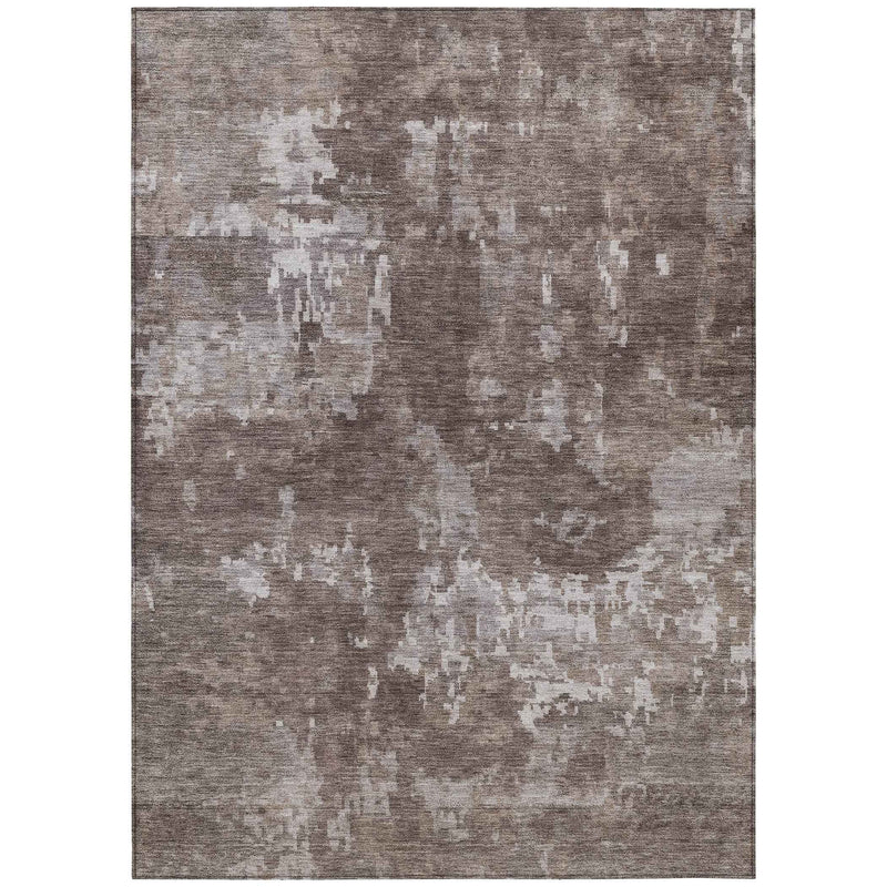 5' X 8' Brown And Ivory Abstract Washable Indoor Outdoor Area Rug