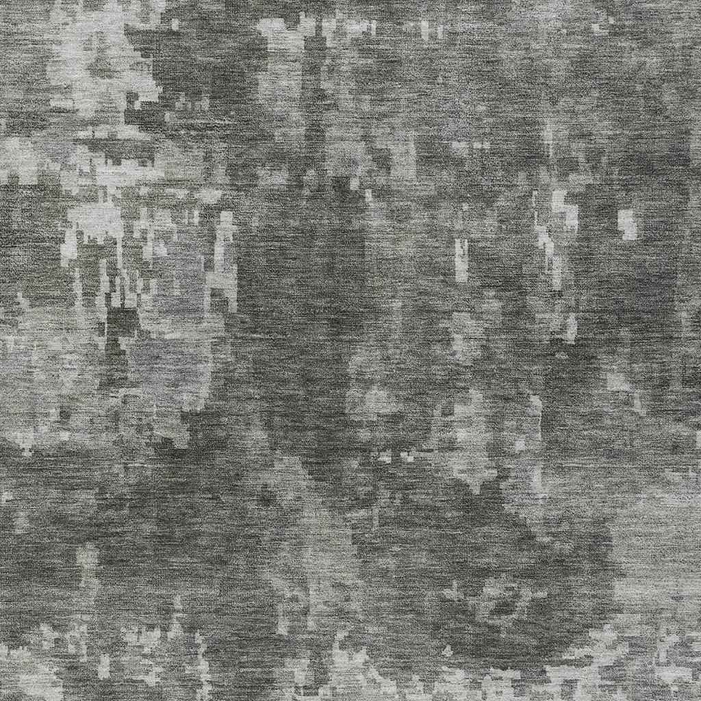 5' X 8' Pewter And Ivory Abstract Washable Indoor Outdoor Area Rug