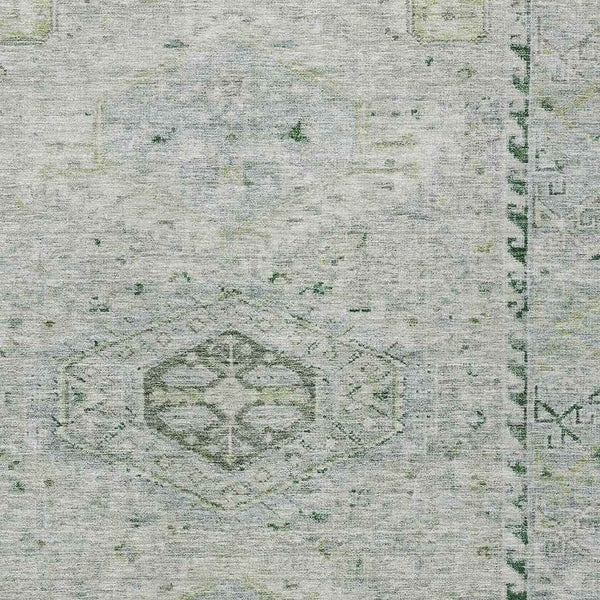 5' X 8' Lime Green And Beige Medallion Washable Indoor Outdoor Area Rug