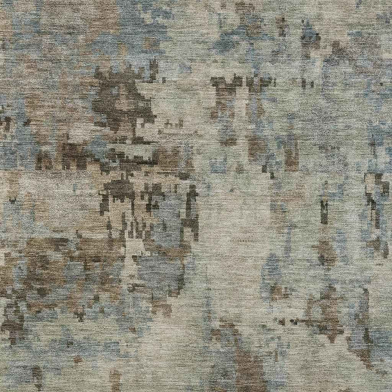 8' X 10' Beige Gray And Chocolate Abstract Washable Indoor Outdoor Area Rug