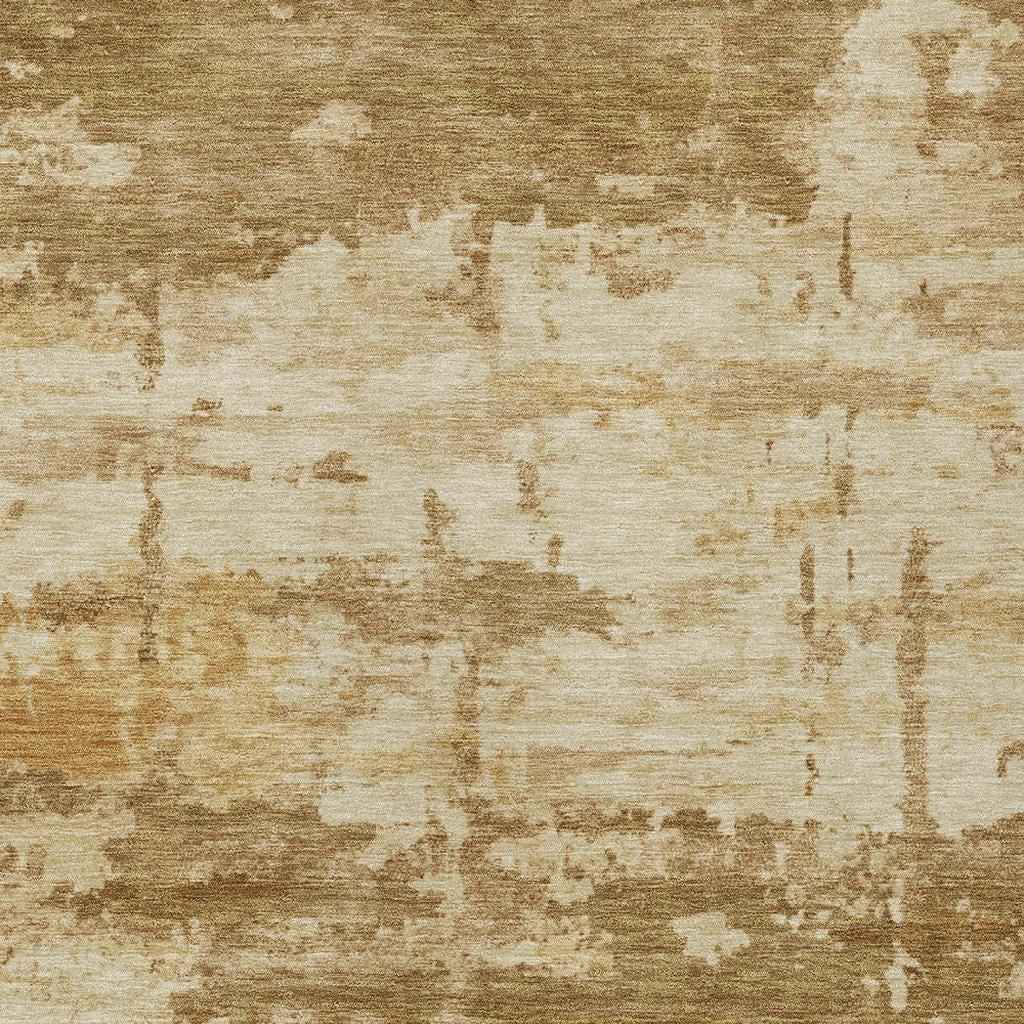 10' X 14' Brown And Beige Abstract Washable Indoor Outdoor Area Rug