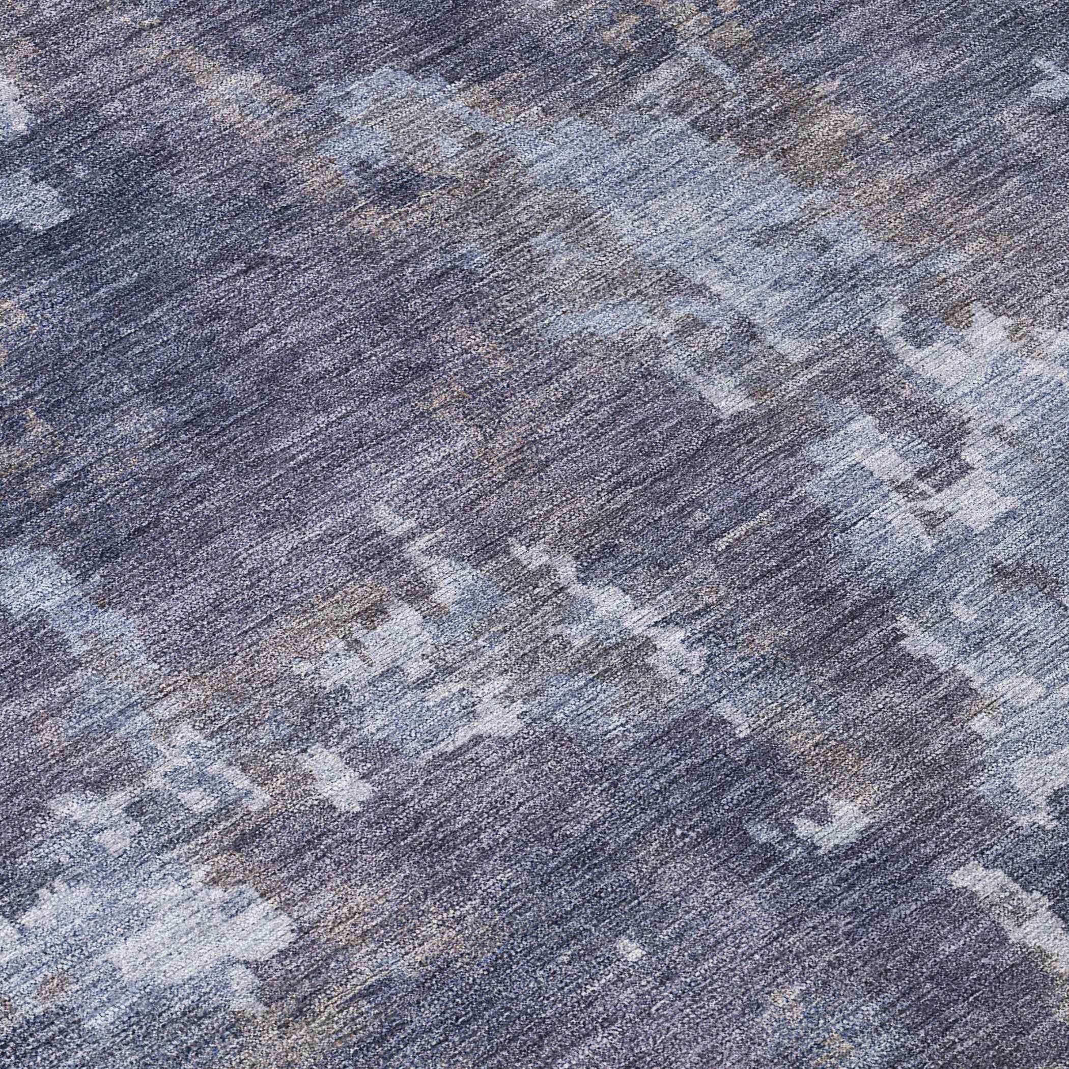 8' Plum And Ivory Round Abstract Washable Indoor Outdoor Area Rug