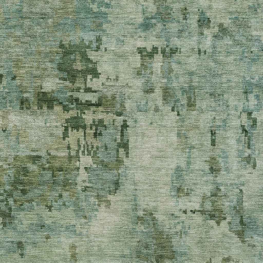 3' X 5' Sage And Teal Blue Abstract Washable Indoor Outdoor Area Rug