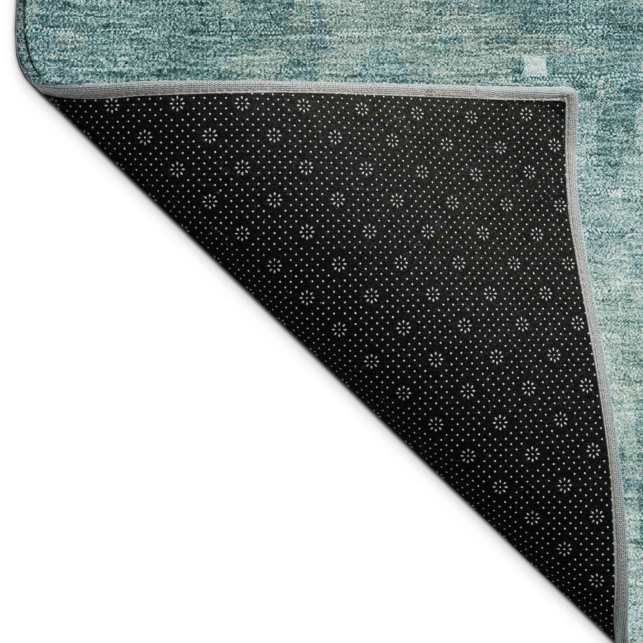 10' X 14' Teal Blue And Aqua Abstract Washable Indoor Outdoor Area Rug