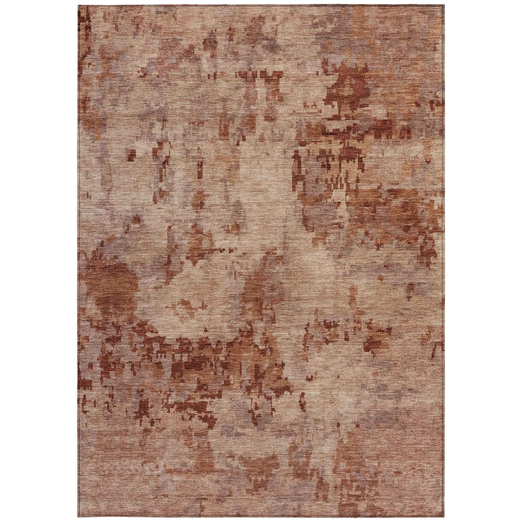 8' X 10' Copper And Coral Abstract Washable Indoor Outdoor Area Rug
