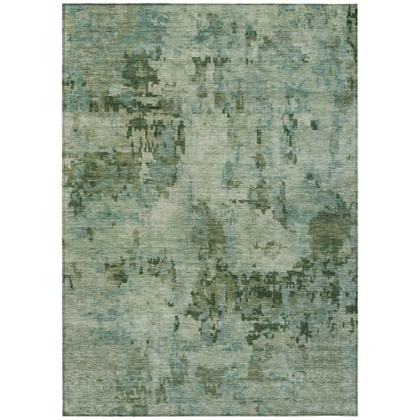 10' X 14' Sage And Teal Blue Abstract Washable Indoor Outdoor Area Rug