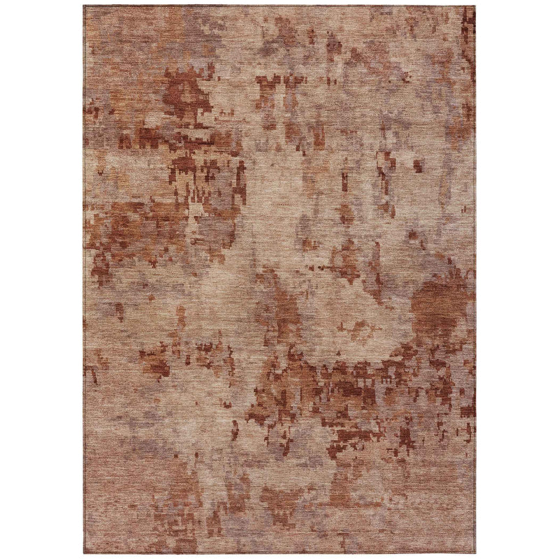 8' X 10' Copper And Coral Abstract Washable Indoor Outdoor Area Rug