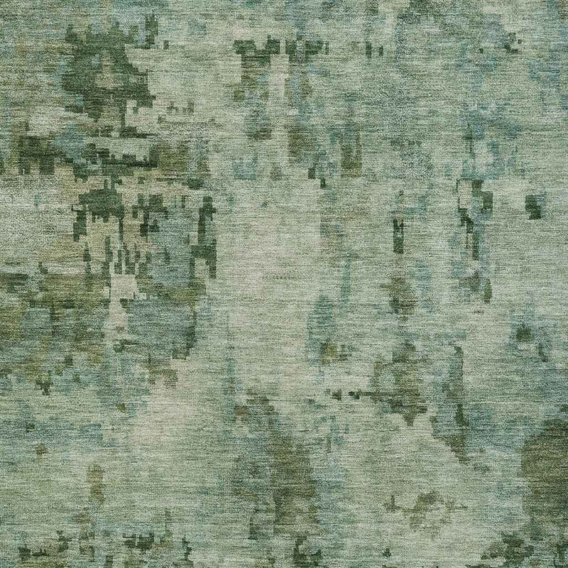 10' X 14' Sage And Teal Blue Abstract Washable Indoor Outdoor Area Rug