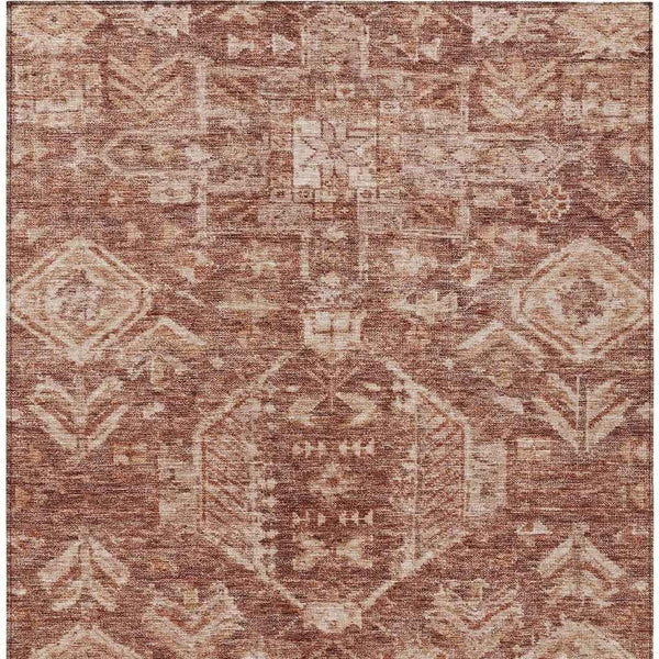 8' X 10' Rust And Beige Medallion Washable Indoor Outdoor Area Rug