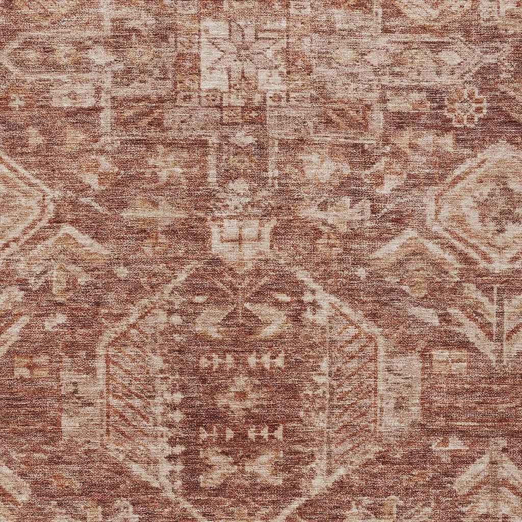 8' X 10' Rust And Beige Medallion Washable Indoor Outdoor Area Rug