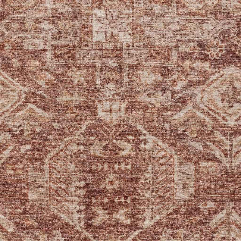 8' X 10' Rust And Beige Medallion Washable Indoor Outdoor Area Rug