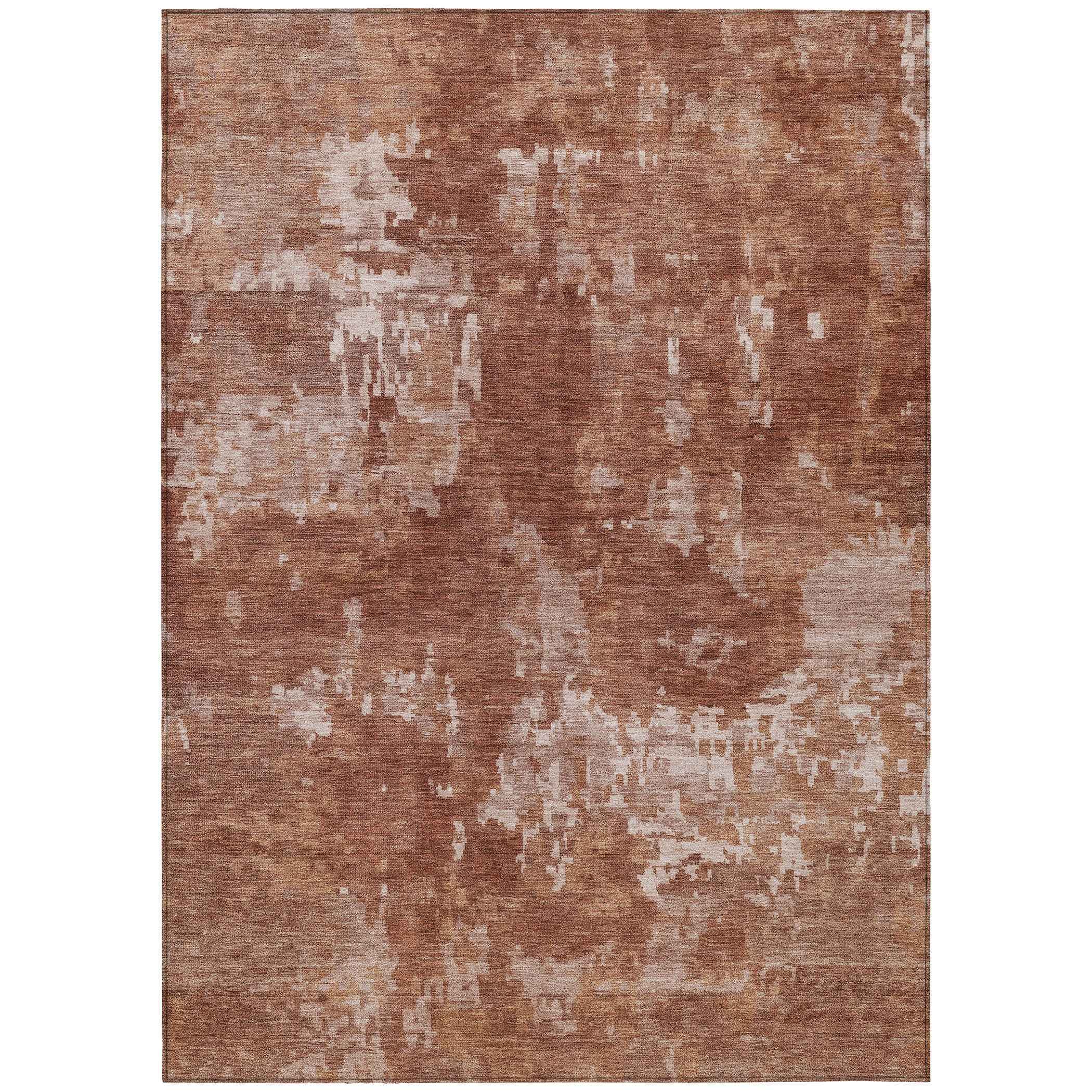 10' X 14' Copper And Ivory Abstract Washable Indoor Outdoor Area Rug