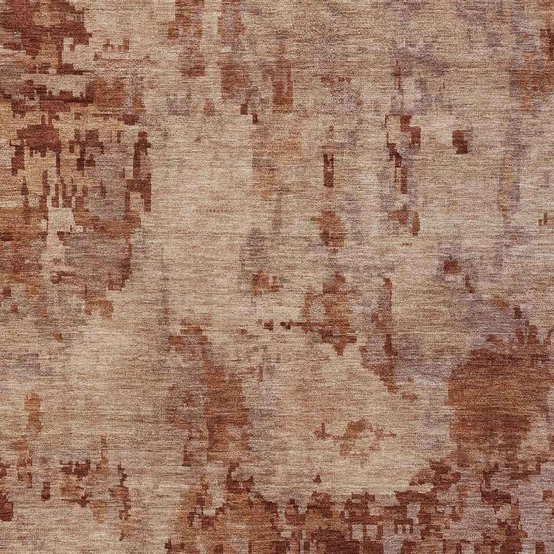 10' X 14' Copper And Coral Abstract Washable Indoor Outdoor Area Rug