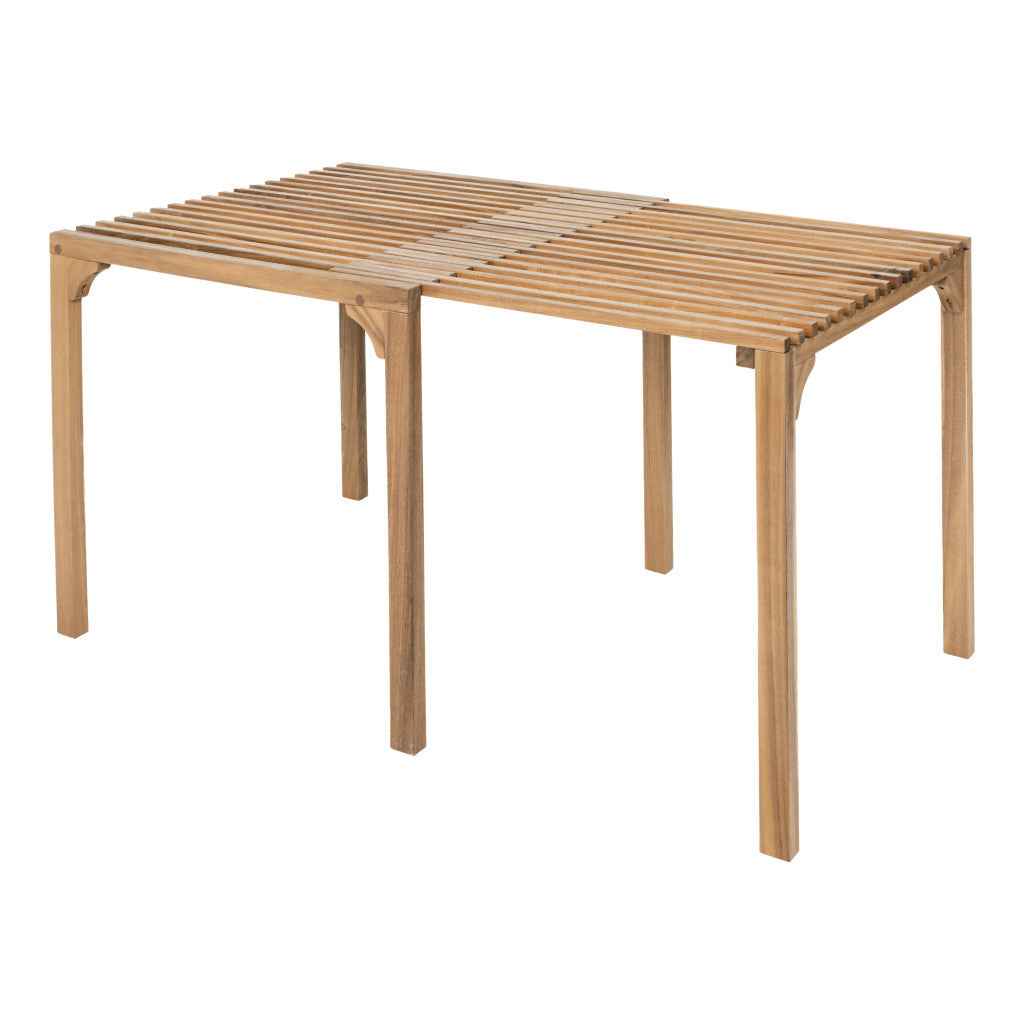60" Natural Solid Wood Extendable Outdoor Dining Table
