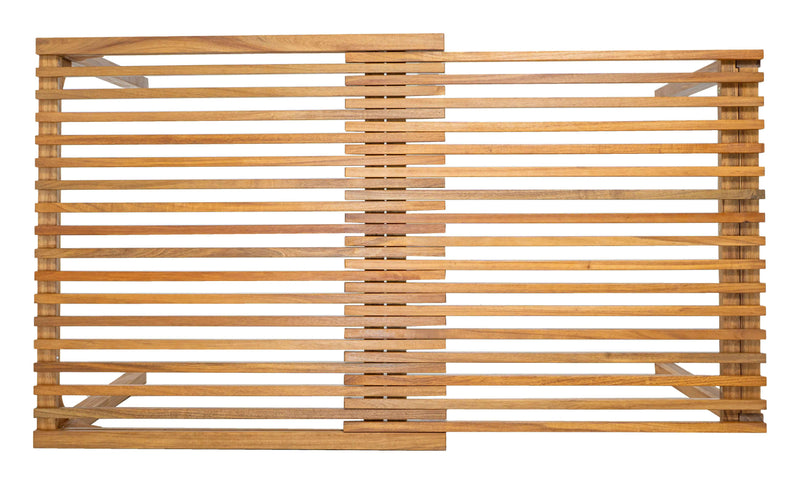 60" Natural Solid Wood Extendable Outdoor Dining Table