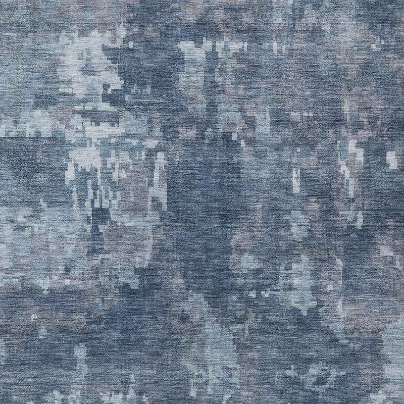 10' X 14' Blue And Ivory Abstract Washable Indoor Outdoor Area Rug