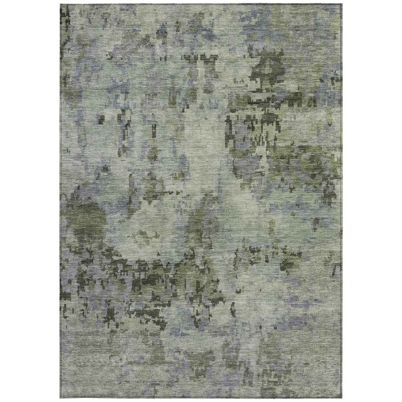 3' X 5' Green And Gray Abstract Washable Indoor Outdoor Area Rug