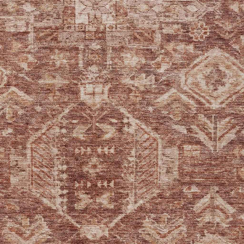 3' X 5' Rust And Beige Medallion Washable Indoor Outdoor Area Rug