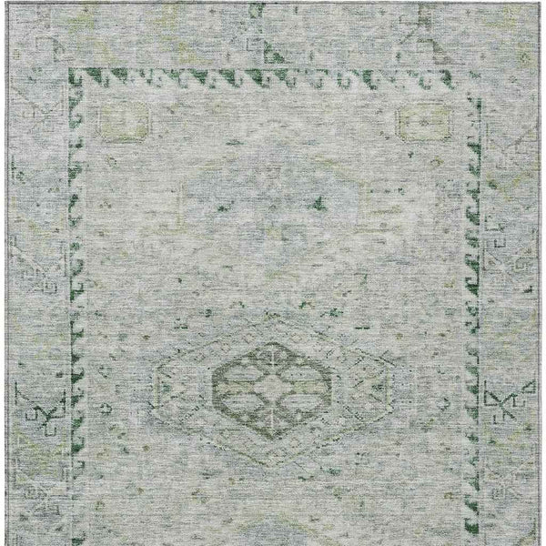 8' X 10' Lime Green And Beige Medallion Washable Indoor Outdoor Area Rug