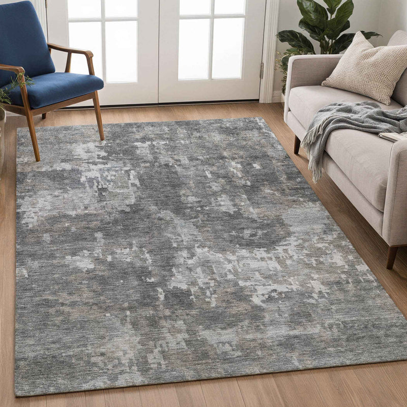 3' X 5' Taupe And Beige Abstract Washable Indoor Outdoor Area Rug