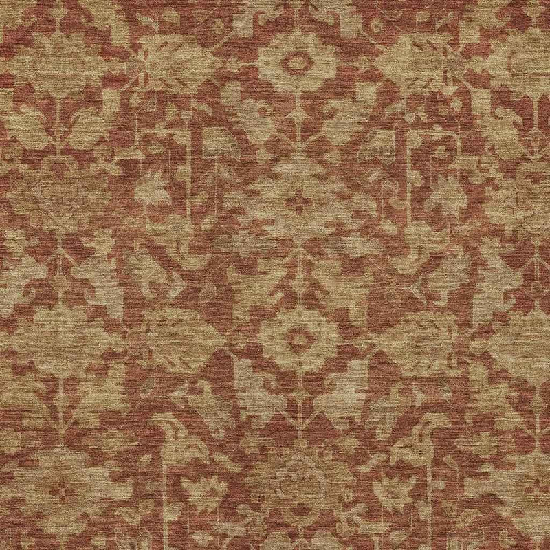 3' X 5' Rust And Beige Floral Washable Indoor Outdoor Area Rug