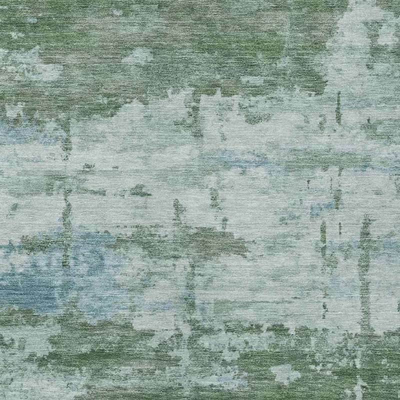 5' X 8' Artichoke Green And Ivory Abstract Washable Indoor Outdoor Area Rug