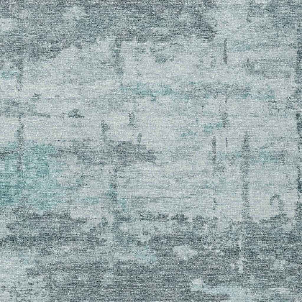 8' X 10' Aqua And Ivory Abstract Washable Indoor Outdoor Area Rug