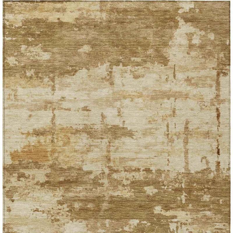 5' X 8' Brown And Beige Abstract Washable Indoor Outdoor Area Rug