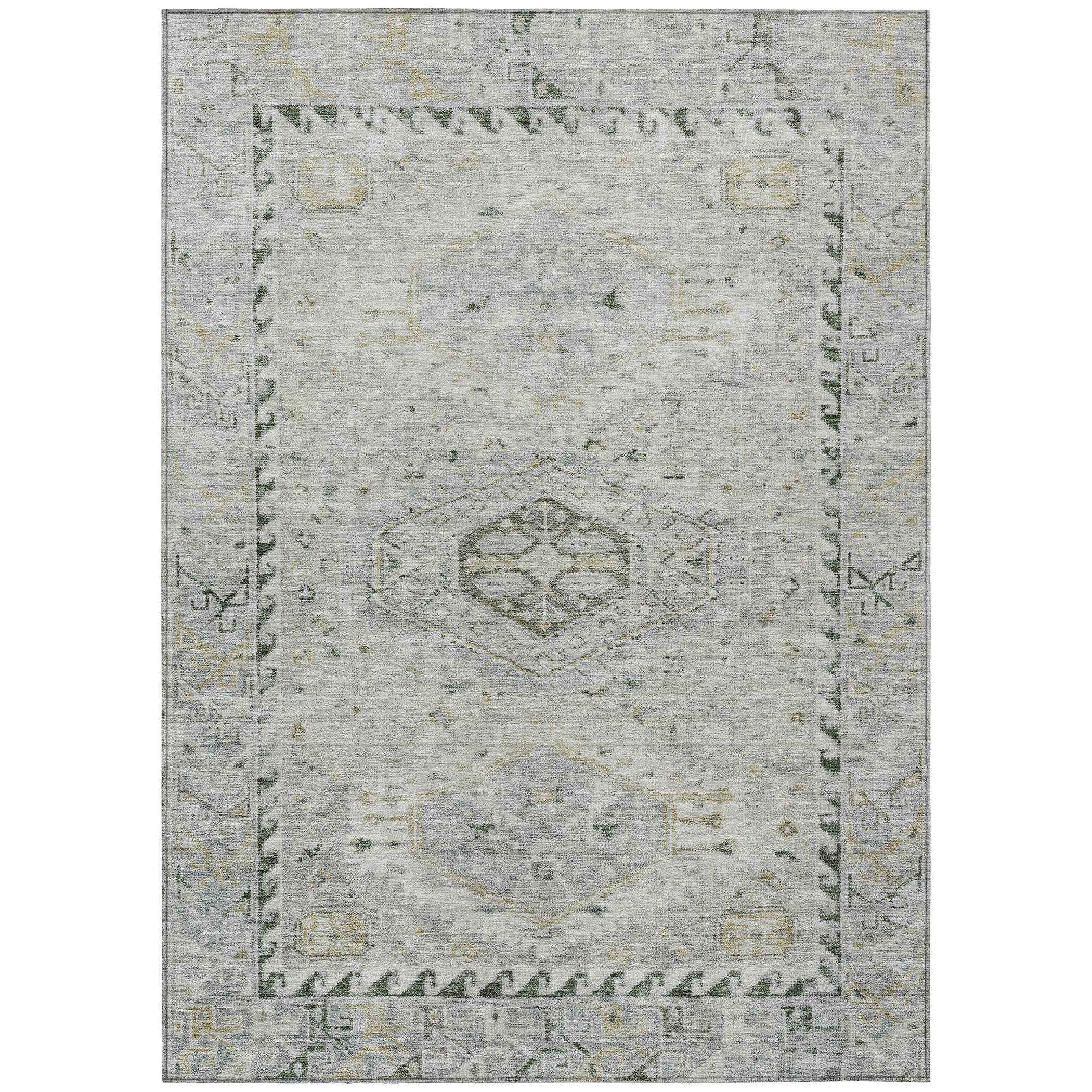 8' X 10' Taupe And Beige Medallion Washable Indoor Outdoor Area Rug