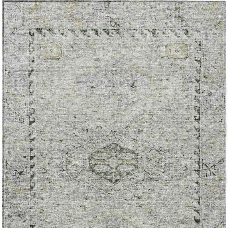 8' X 10' Taupe And Beige Medallion Washable Indoor Outdoor Area Rug