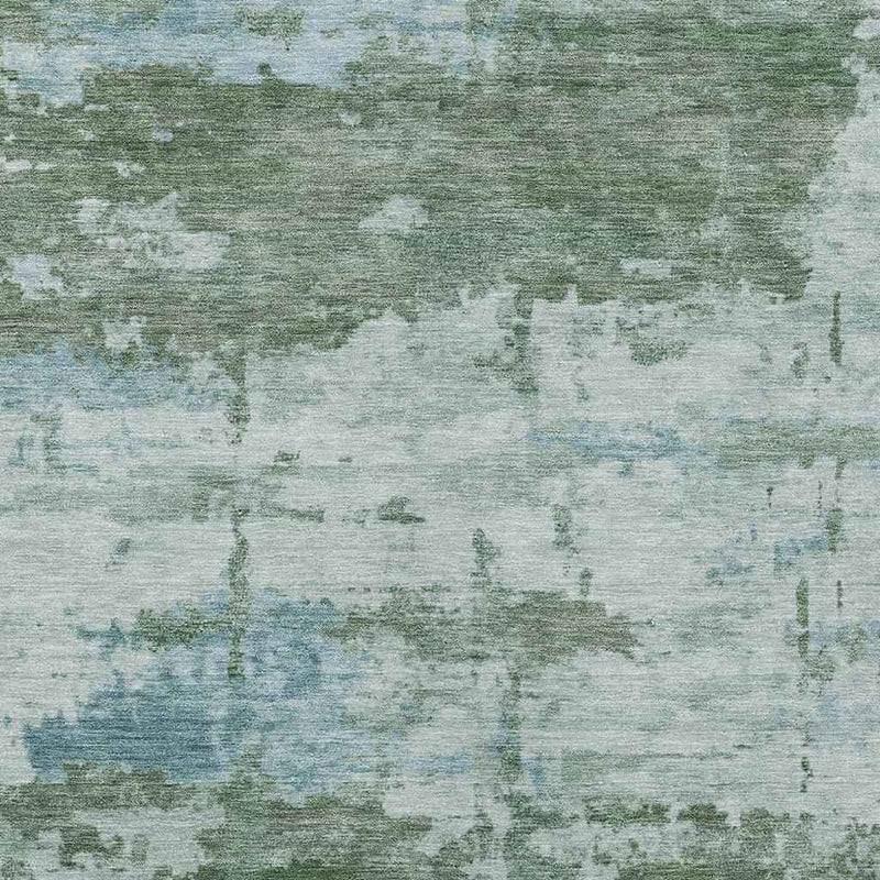 10' X 14' Artichoke Green And Ivory Abstract Washable Indoor Outdoor Area Rug