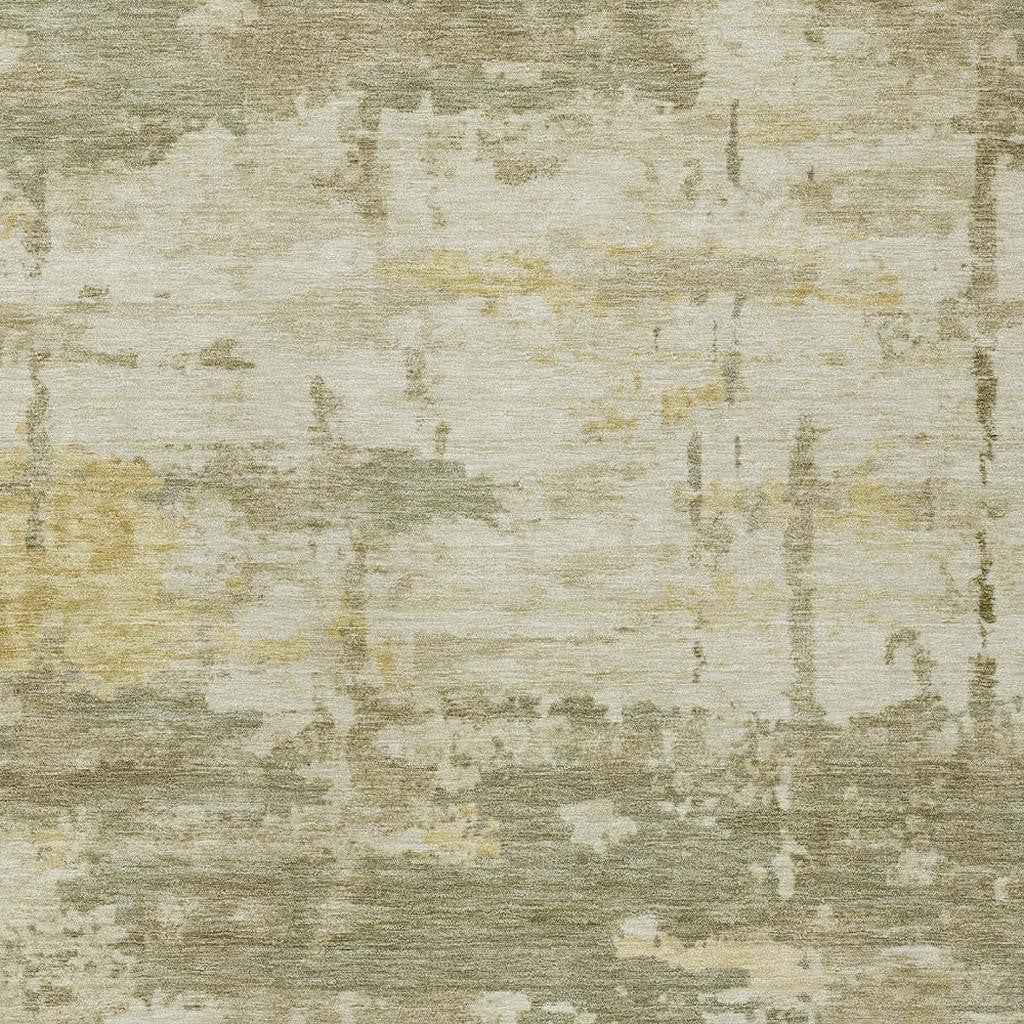 8' X 10' Sage Ivory And Gold Abstract Washable Indoor Outdoor Area Rug