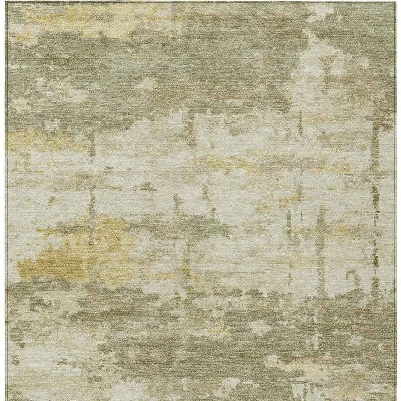 8' X 10' Sage Ivory And Gold Abstract Washable Indoor Outdoor Area Rug