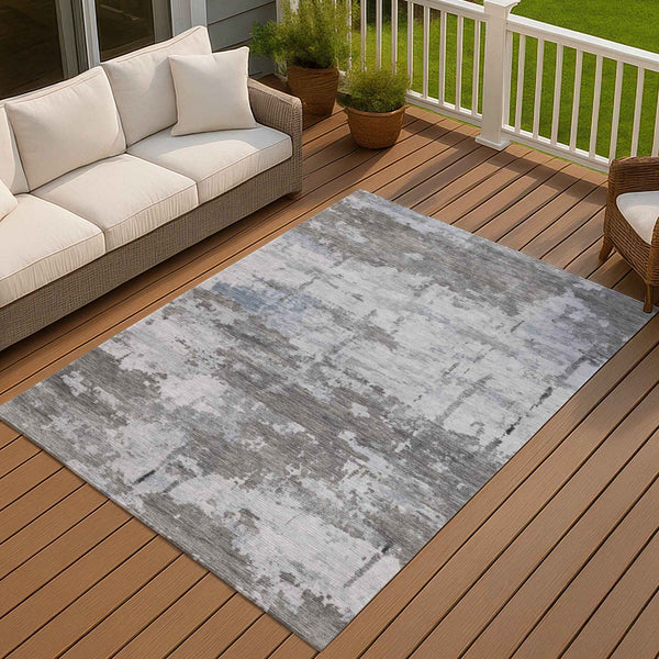 8' X 10' Taupe And Ivory Abstract Washable Indoor Outdoor Area Rug