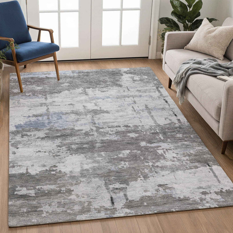 8' X 10' Taupe And Ivory Abstract Washable Indoor Outdoor Area Rug