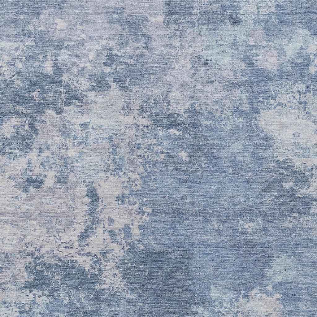 10' X 14' Blue And Ivory Abstract Washable Indoor Outdoor Area Rug