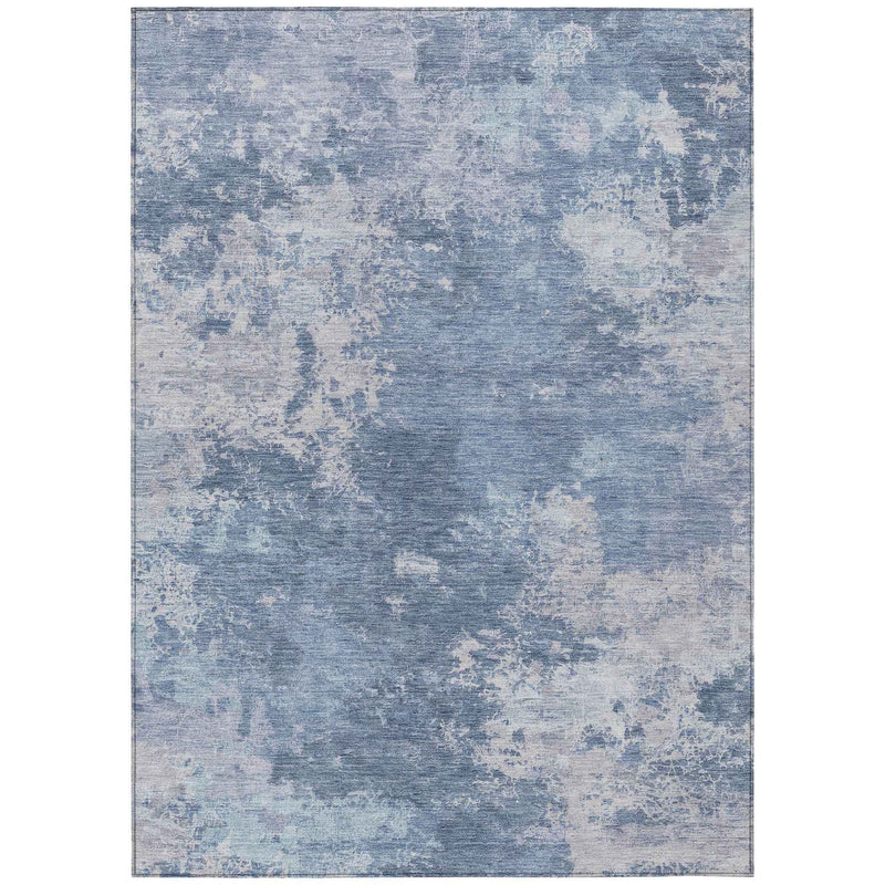 10' X 14' Blue And Ivory Abstract Washable Indoor Outdoor Area Rug