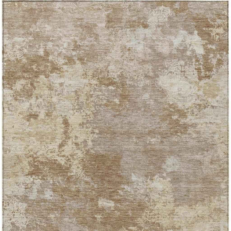 8' X 10' Brown And Beige Abstract Washable Indoor Outdoor Area Rug