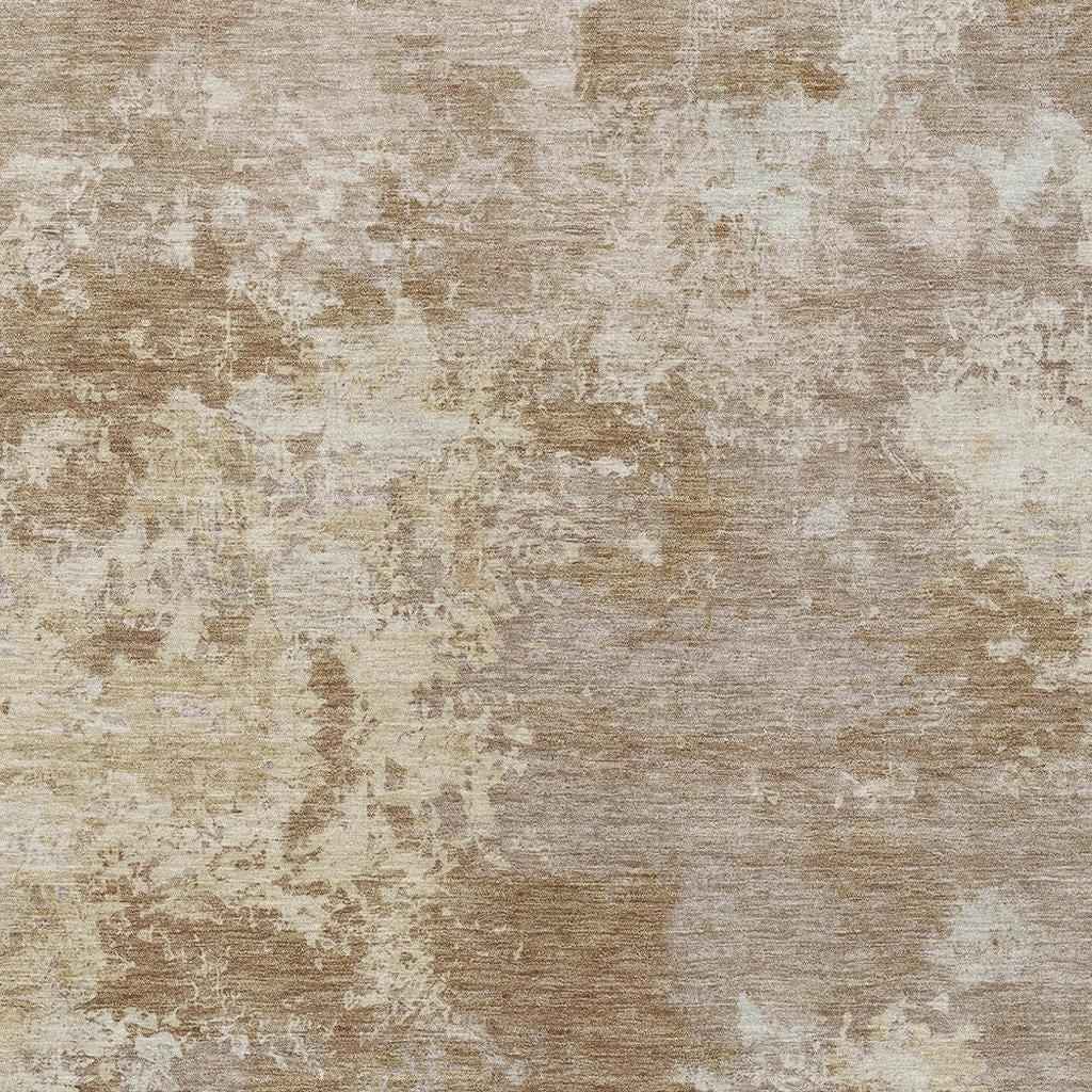 8' X 10' Brown And Beige Abstract Washable Indoor Outdoor Area Rug