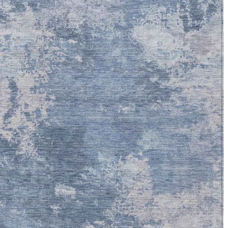 5' X 8' Blue And Ivory Abstract Washable Indoor Outdoor Area Rug